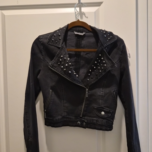 Mango Black Studded Jean Jacket - Picture 1 of 3